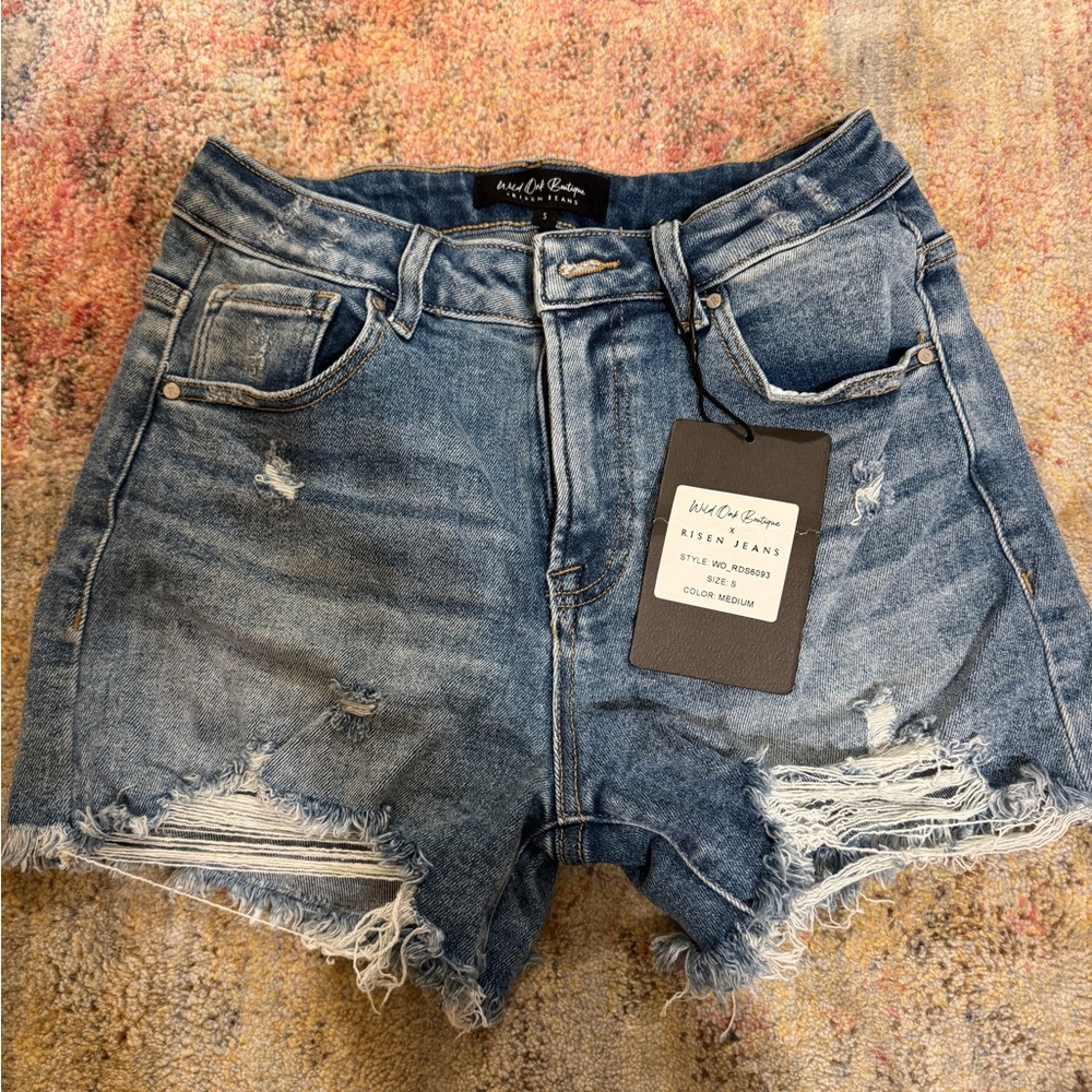 Blue Distressed Denim Shorts